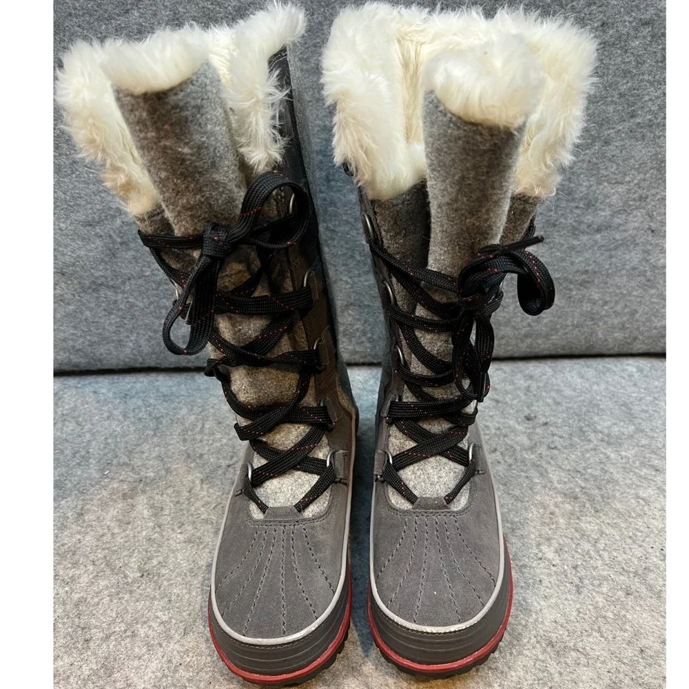 Sorel Joan of Arctic Gray Waterproof Winter Snow Boots Tall‎ Lace Up Womens6